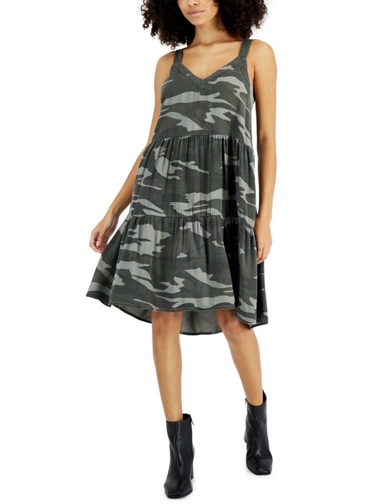 Splendid Dresses & Skirts - Splendid Women’s Sleeveless Green Camouflage V Neck Tiered Dress with Pockets XS